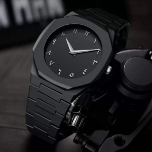 Aura Men's Watch with Arabic Numerals Matte Black Watch Minimalist Analog Watch